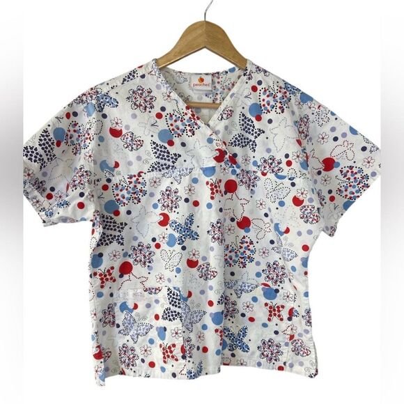 Bundle of 2 Peaches Scrub Tops. No size tag. See measurements for fit. - Picture 1 of 6